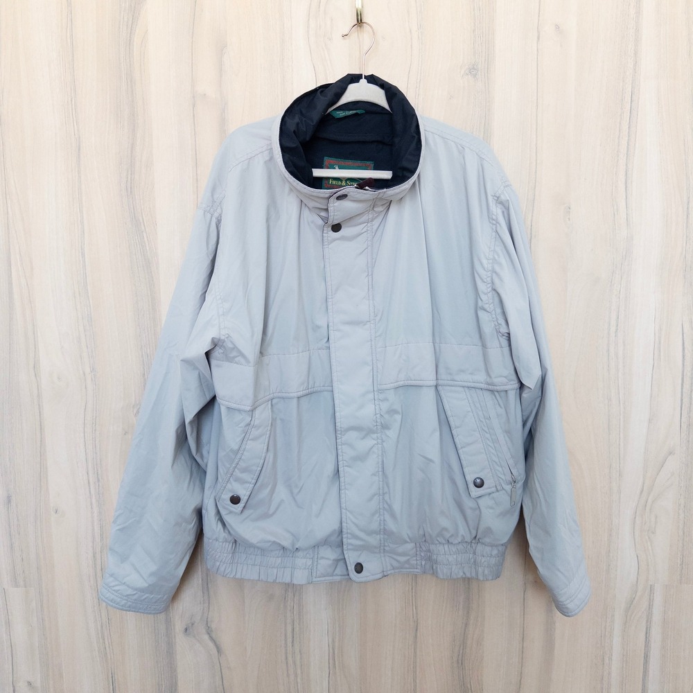 Vintage Field & Stream Mens Jacket XL Beige Windbreaker Outdoor Utility Gorpcore